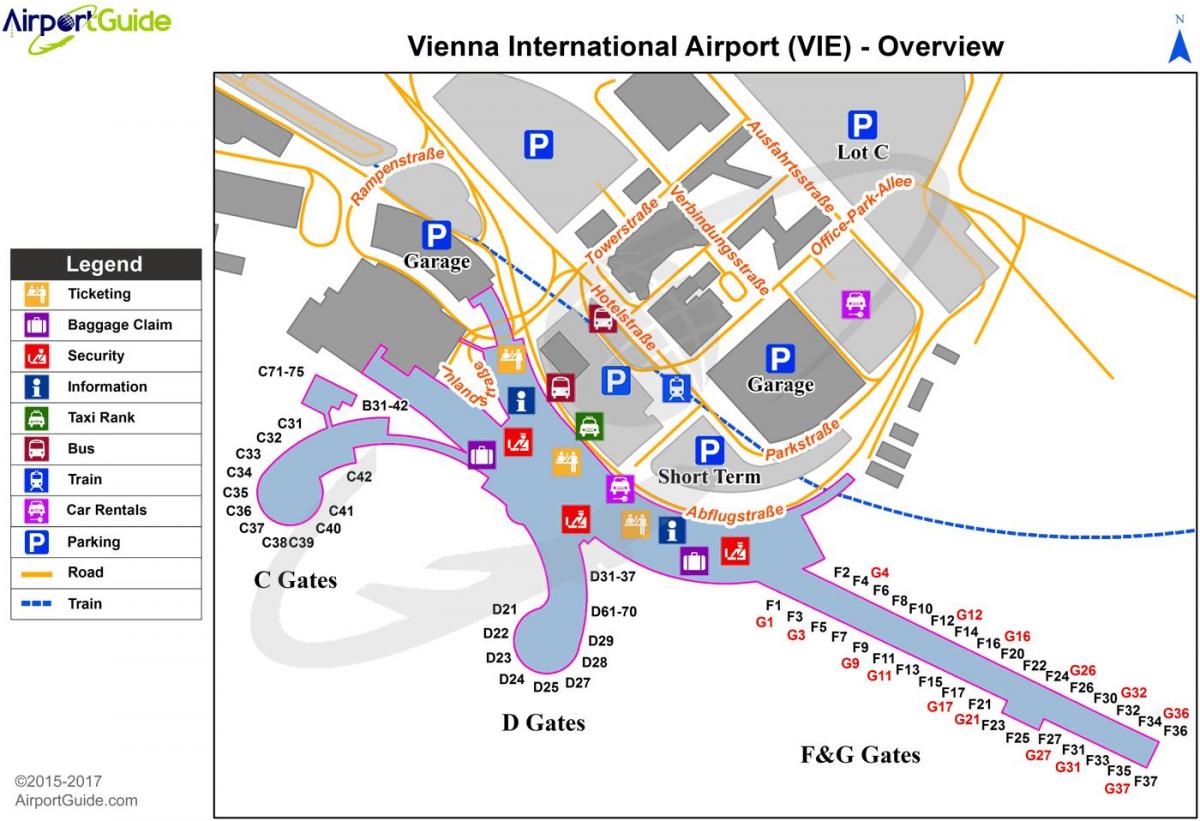 지도 비엔나의 공항 목적지