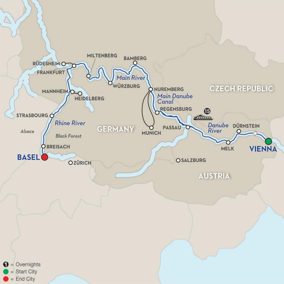 지도의 비엔나 다뉴브 강 