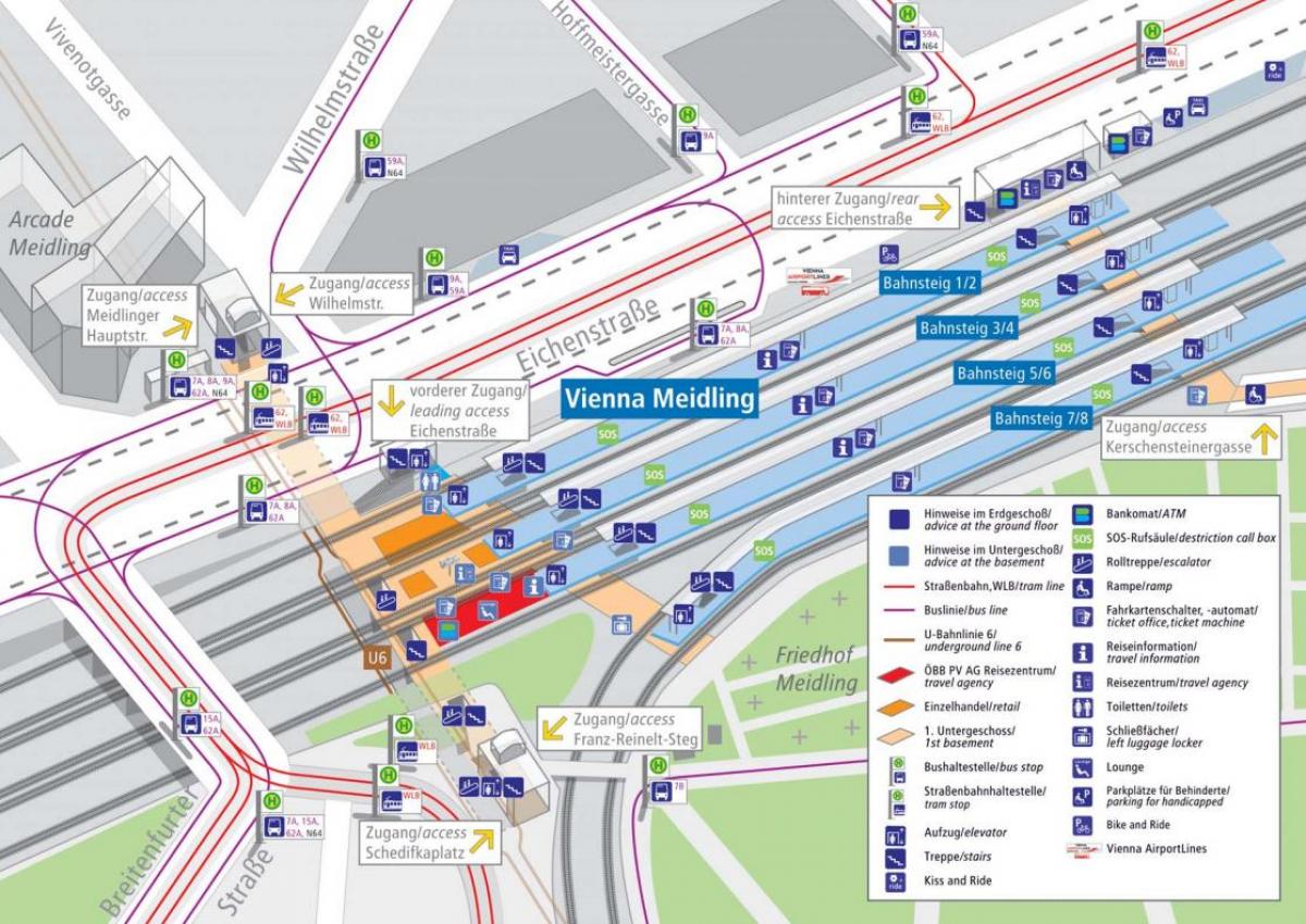비엔나에는 주요 기차역 지도
