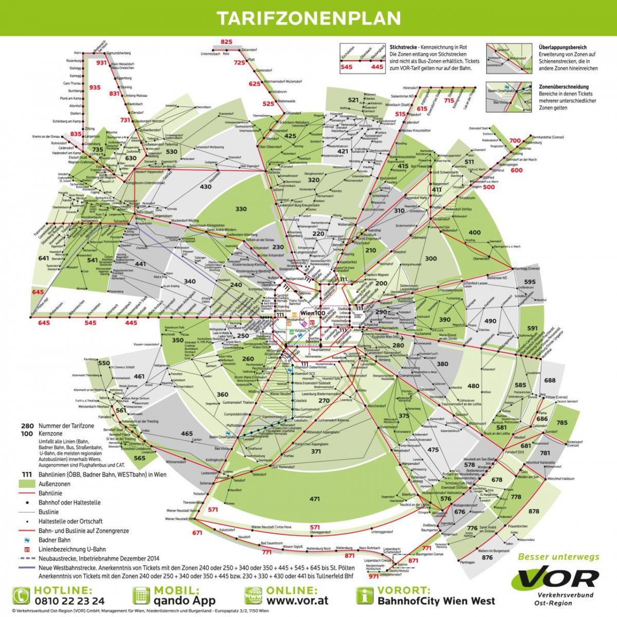 지도 비엔나의 운송 지역